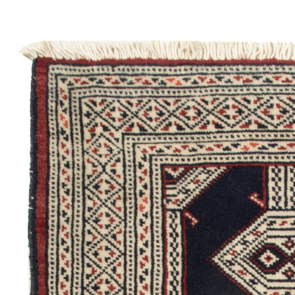 Turkaman-tæppe - 87 x 64 cm - mørkeblå