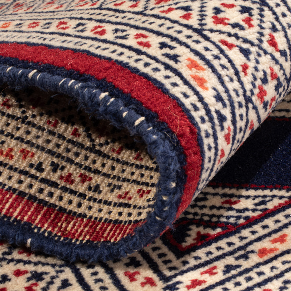 Turkaman-tæppe - 87 x 64 cm - mørkeblå