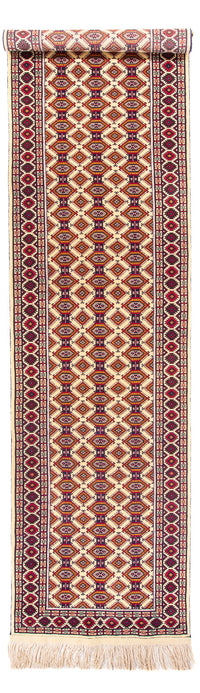 Løber Afghansk tæppe - 390 x 90 cm - beige
