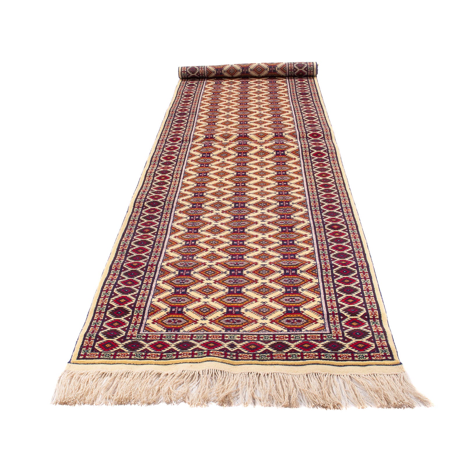 Løber Afghansk tæppe - 390 x 90 cm - beige