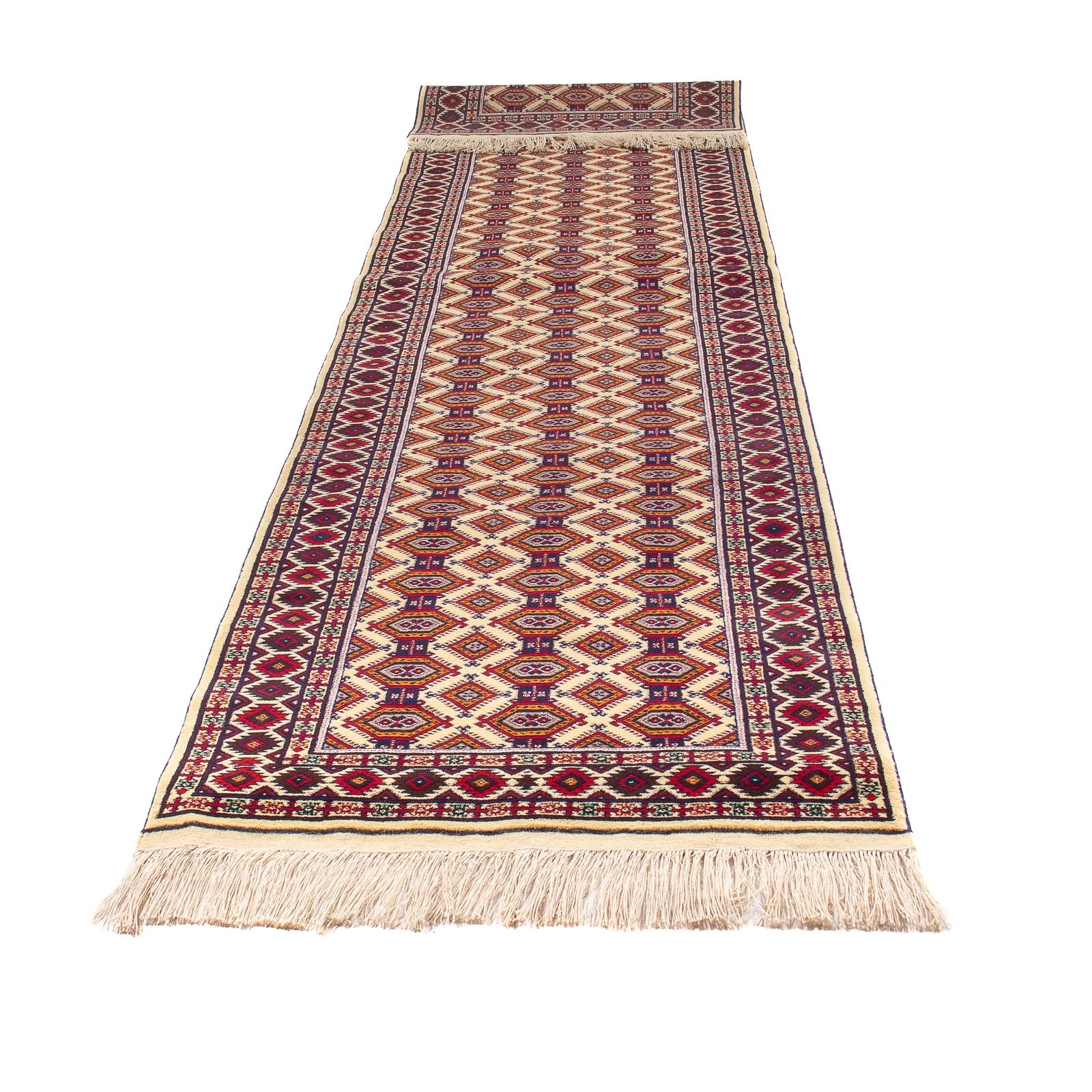 Løber Afghansk tæppe - 390 x 90 cm - beige