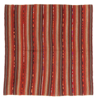 Kelim-tæppe - gammelt firkantet  - 182 x 180 cm - flerfarvet