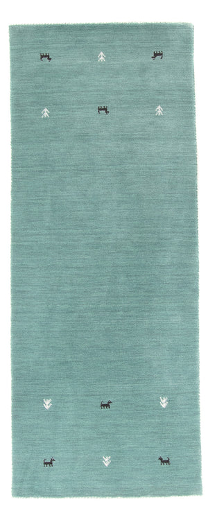 Løber Gabbeh-tæppe - Softy - 200 x 75 cm - lyseblå