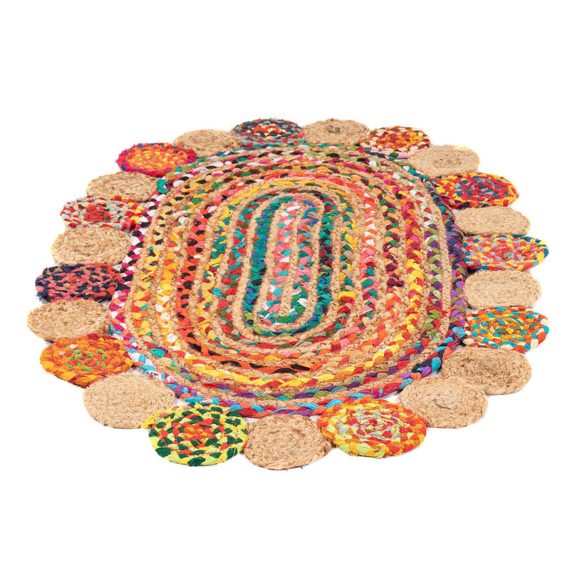Sisaltæppe oval  - 91 x 61 cm - flerfarvet
