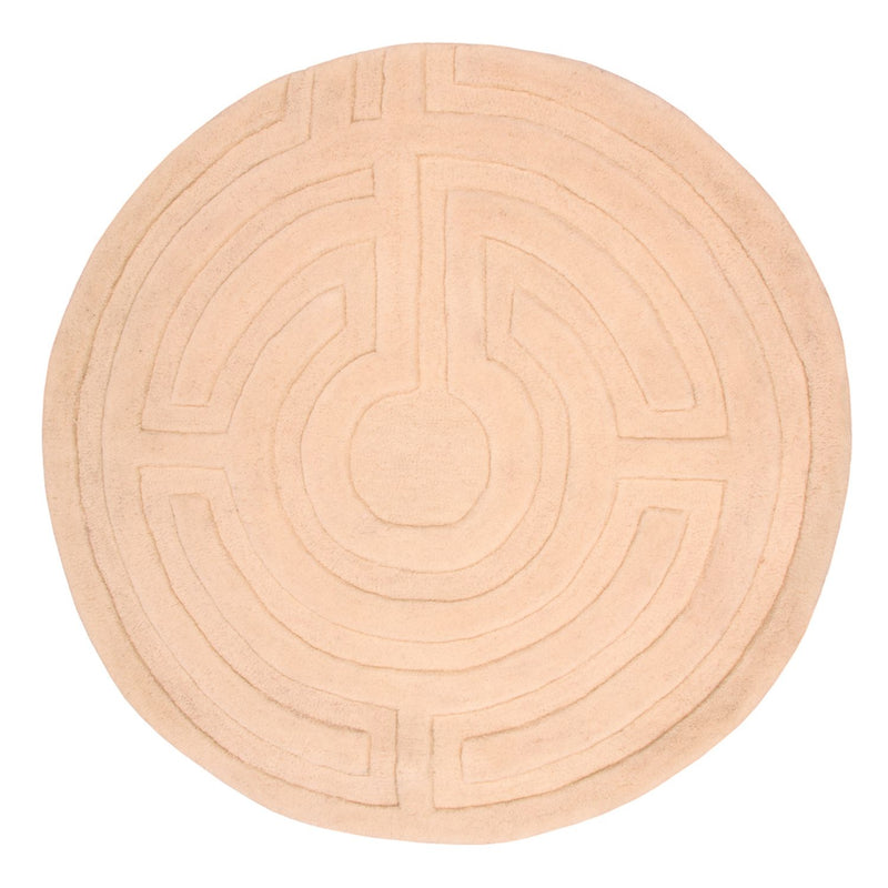 Uldtæppe rundt  - 80 x 80 cm - beige