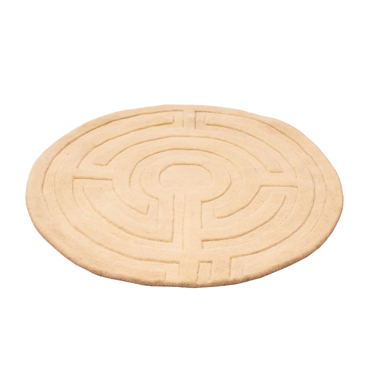 Uldtæppe rundt  - 80 x 80 cm - beige