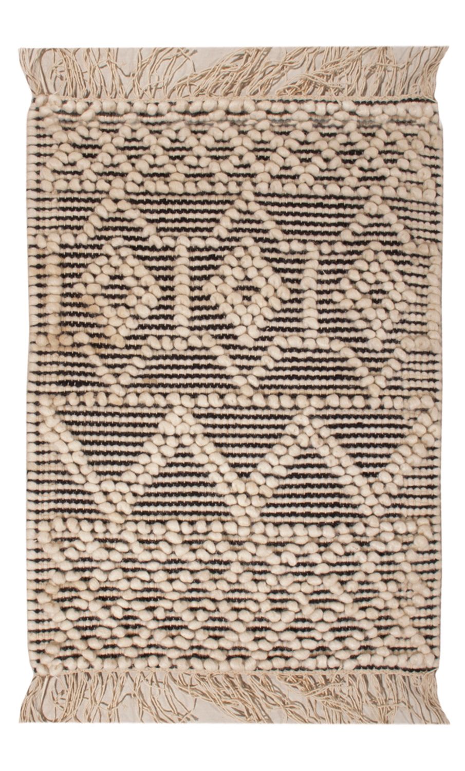 Uldtæppe - 58 x 46 cm - sort og hvid