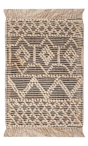 Uldtæppe - 58 x 46 cm - sort og hvid