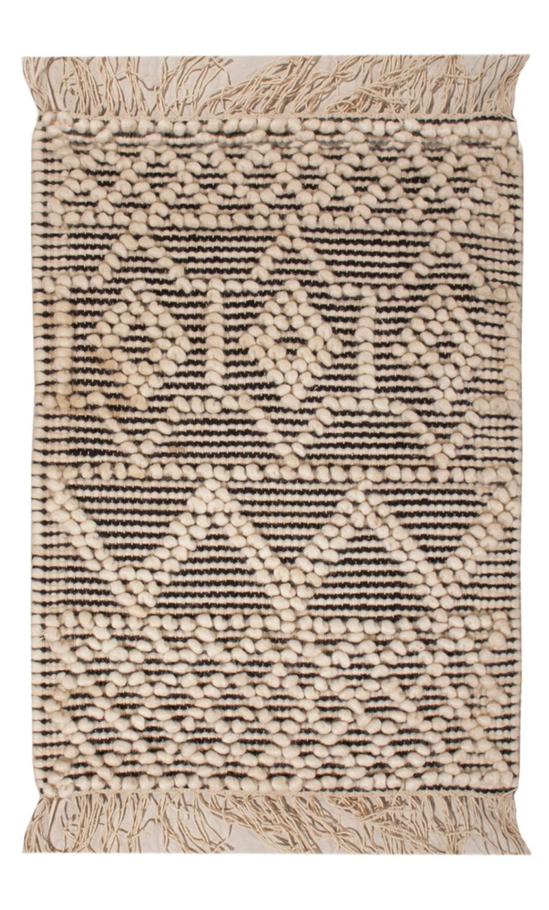 Uldtæppe - 58 x 46 cm - sort og hvid