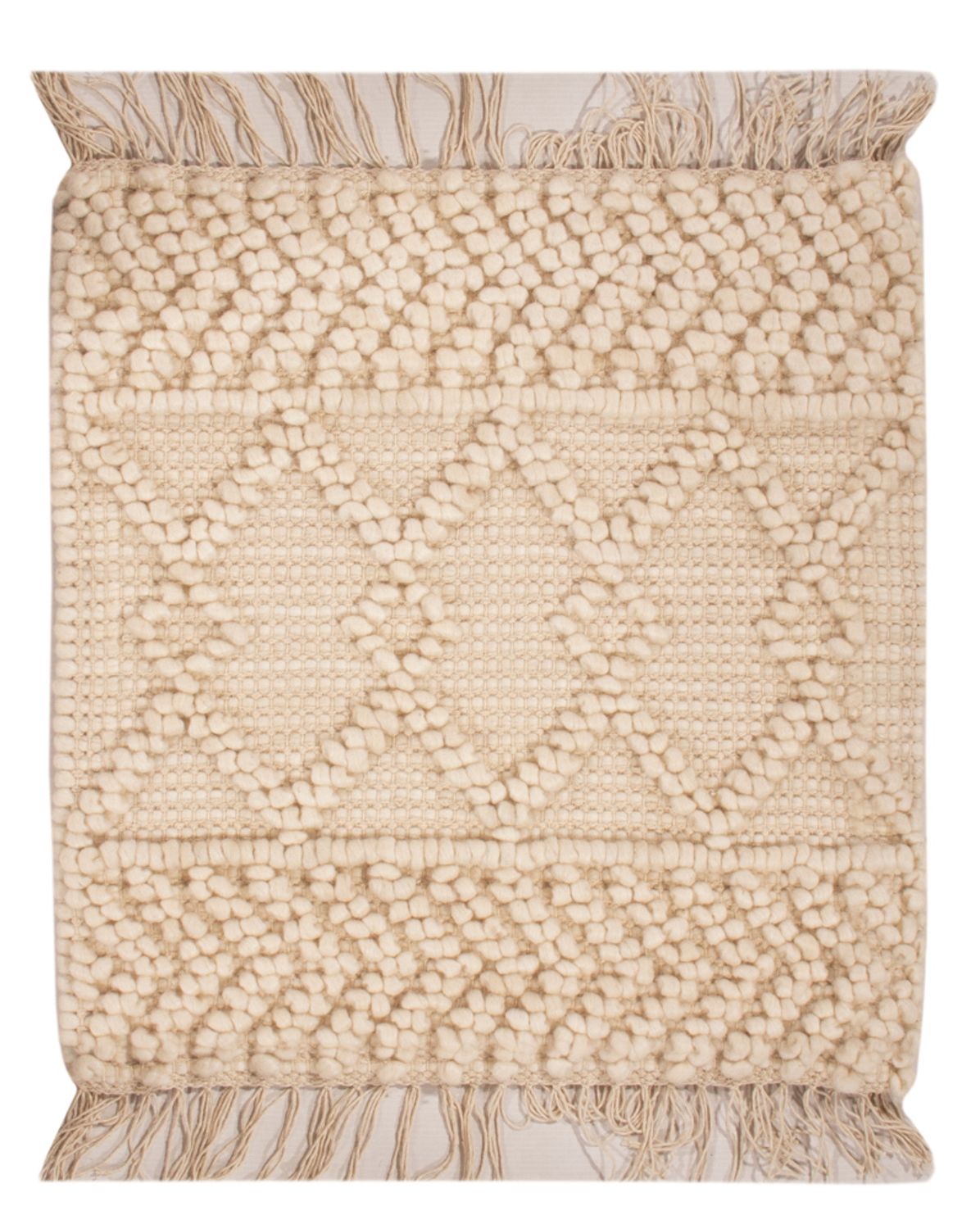 Uldtæppe firkantet  - 48 x 46 cm - creme