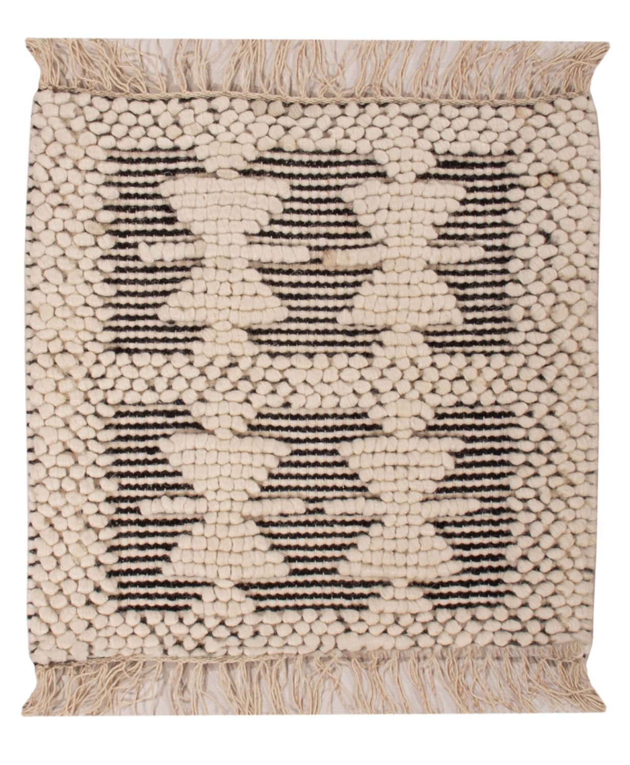 Uldtæppe firkantet  - 49 x 46 cm - sort og hvid