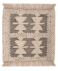 Uldtæppe firkantet  - 49 x 46 cm - sort og hvid