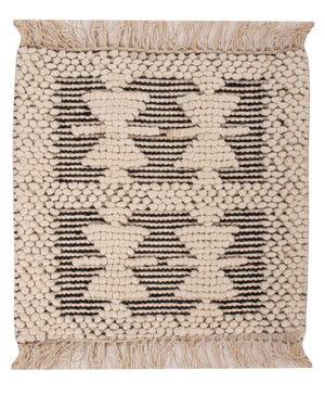 Uldtæppe firkantet  - 49 x 46 cm - sort og hvid