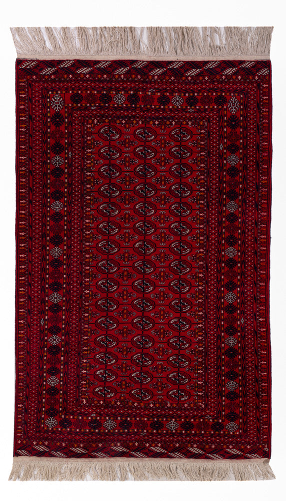 Afghansk tæppe - Bukhara - 209 x 132 cm - mørkerød