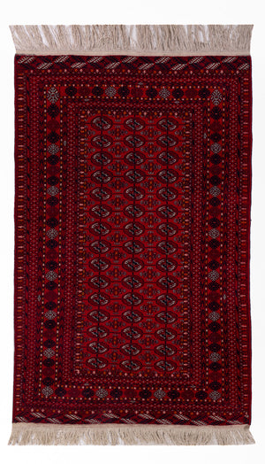 Afghansk tæppe - Bukhara - 209 x 132 cm - mørkerød