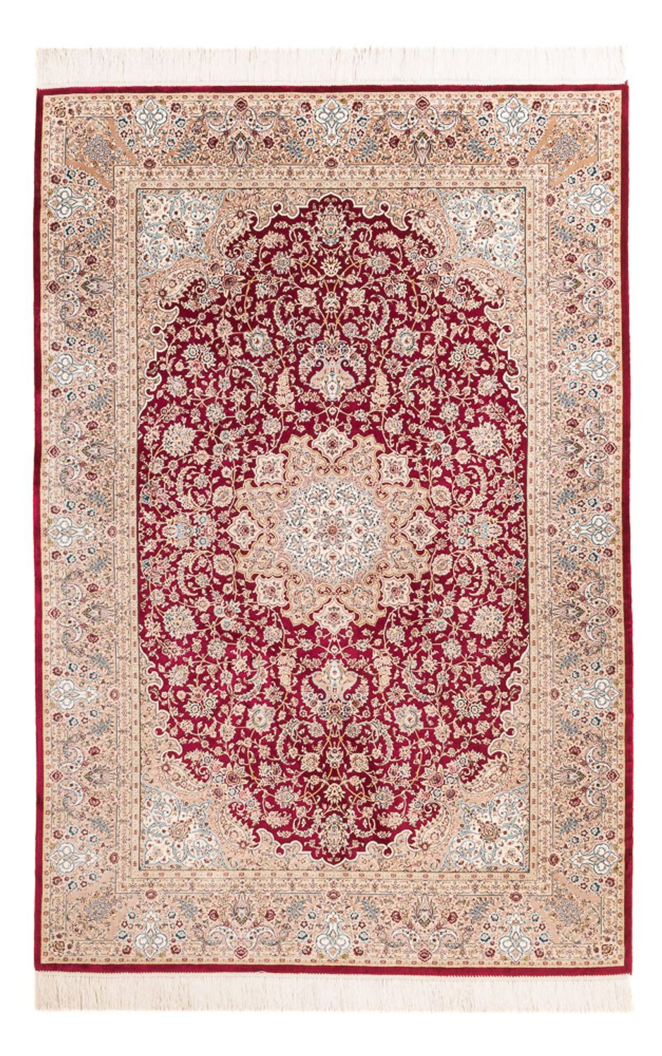 Silketæppe - Ghom Silk - Premium - 227 x 145 cm - rød