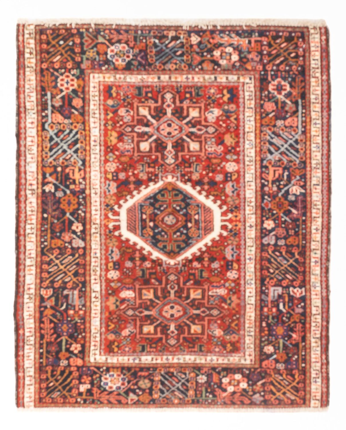 Persisk tæppe - Nomadisk - 130 x 108 cm - lysrød