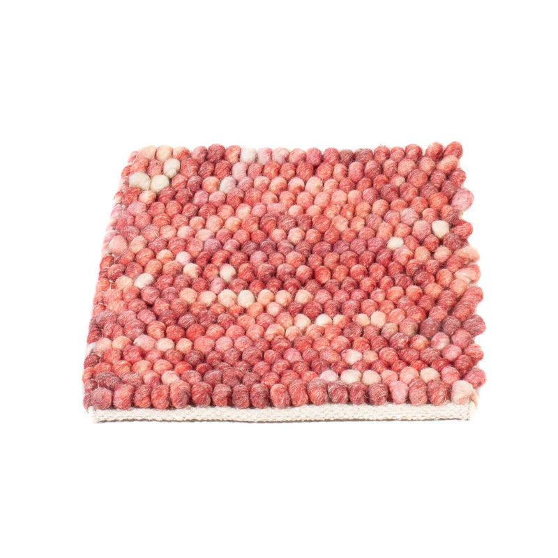 Uldtæppe firkantet  - 25 x 25 cm - lysrød