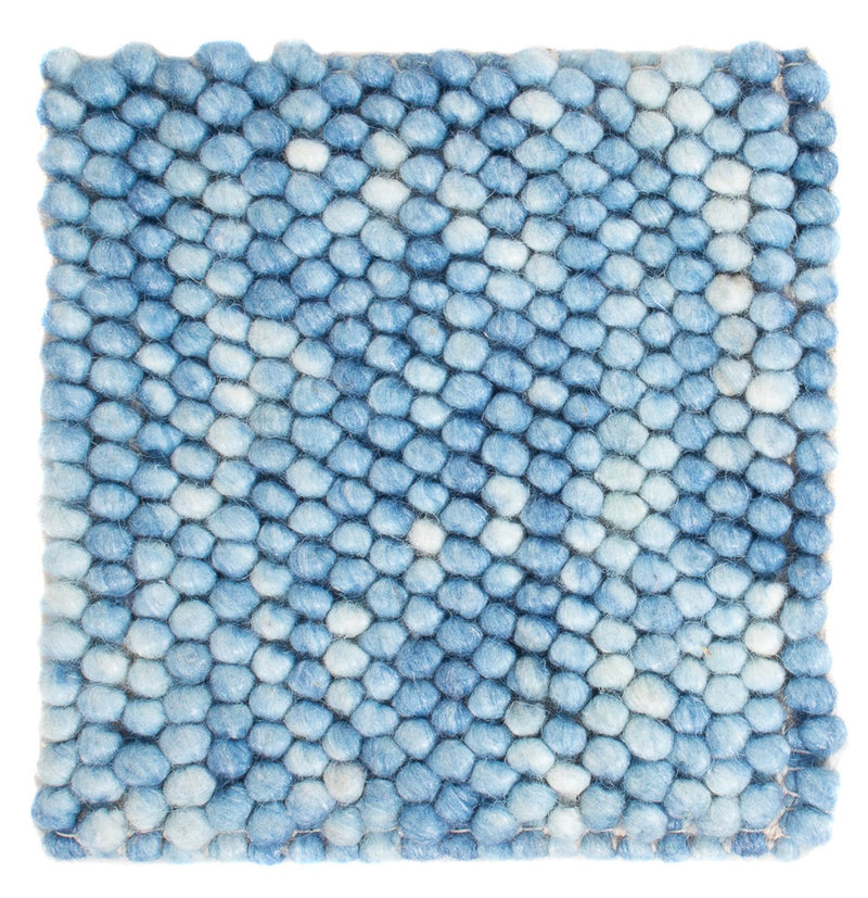 Uldtæppe firkantet  - 25 x 25 cm - lyseblå