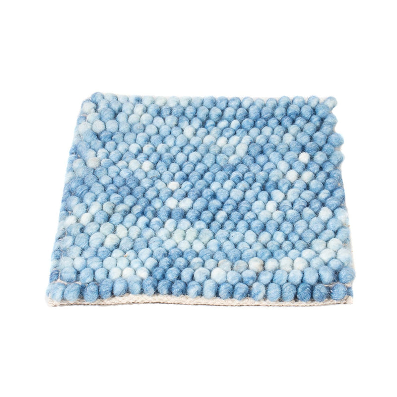 Uldtæppe firkantet  - 25 x 25 cm - lyseblå