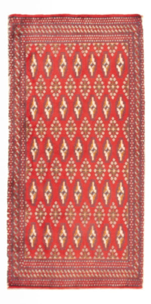 Turkaman-tæppe - 130 x 62 cm - rød