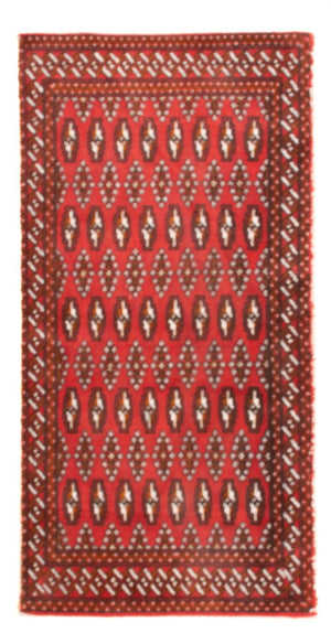 Turkaman-tæppe - 130 x 60 cm - rød