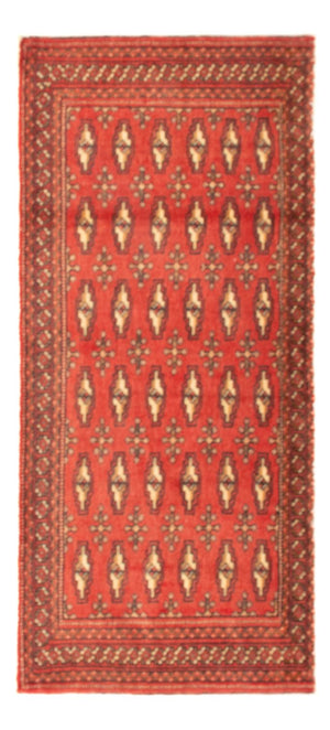 Turkaman-tæppe - 100 x 50 cm - lysrød