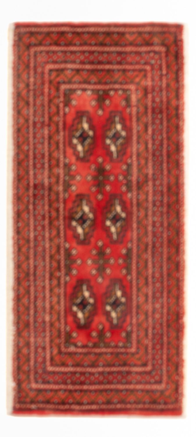 Turkaman-tæppe - 100 x 50 cm - mørkerød