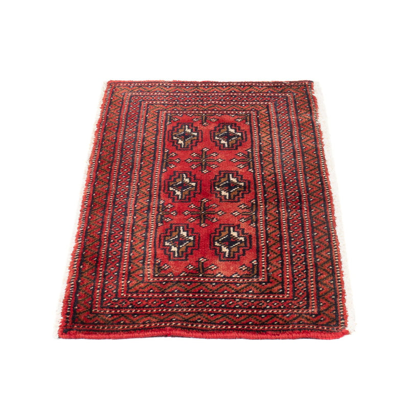 Turkaman-tæppe - 100 x 50 cm - mørkerød