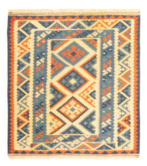 Kelim-tæppe - orientalsk firkantet  - 103 x 103 cm - flerfarvet