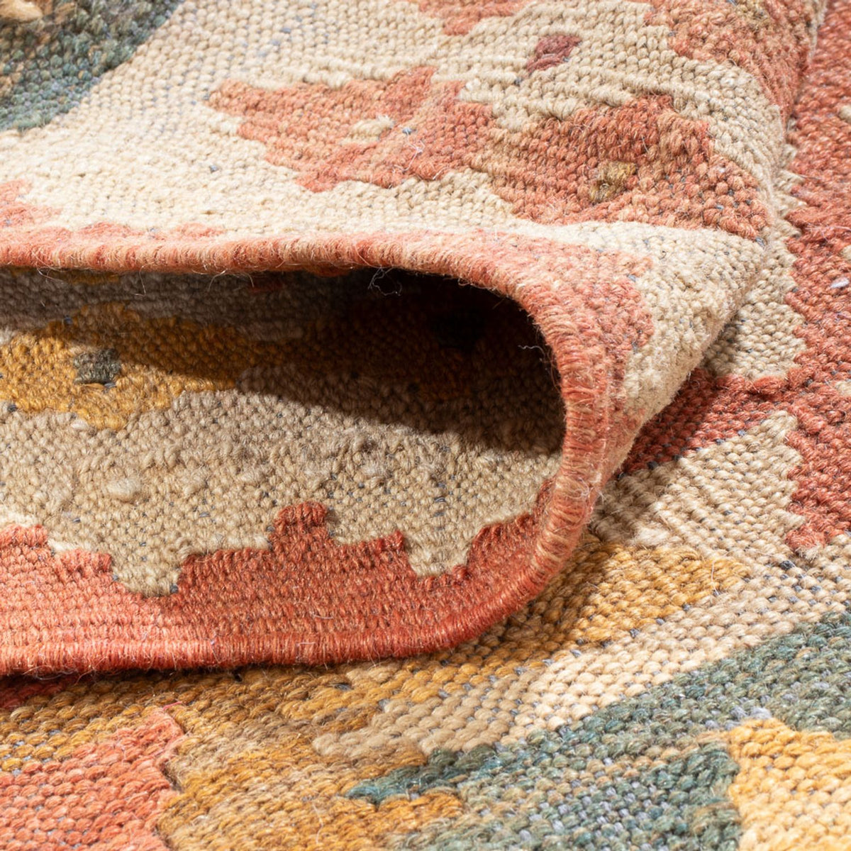 Løber Kelim Carpet - Splash - 315 x 95 cm - lys beige