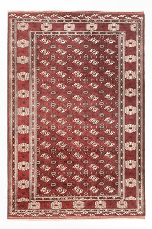 Turkaman-tæppe - 380 x 260 cm - mørkerød