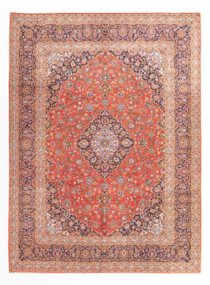 Persisk tæppe - Keshan - 385 x 305 cm - lysrød