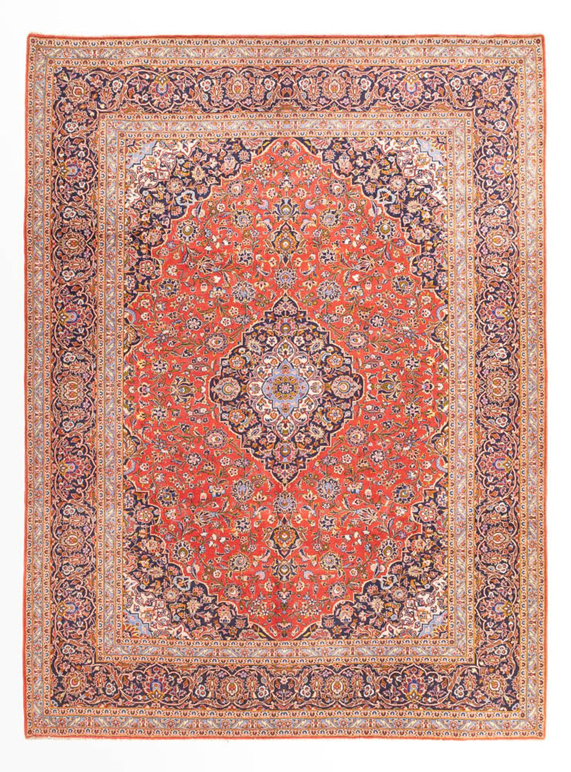 Persisk tæppe - Keshan - 385 x 305 cm - lysrød