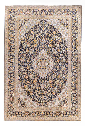 Persisk tæppe - Keshan - 425 x 307 cm - mørkeblå