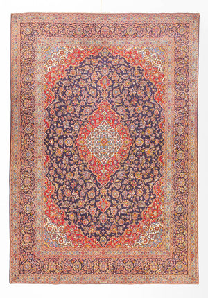 Persisk tæppe - Keshan - 395 x 300 cm - mørkeblå