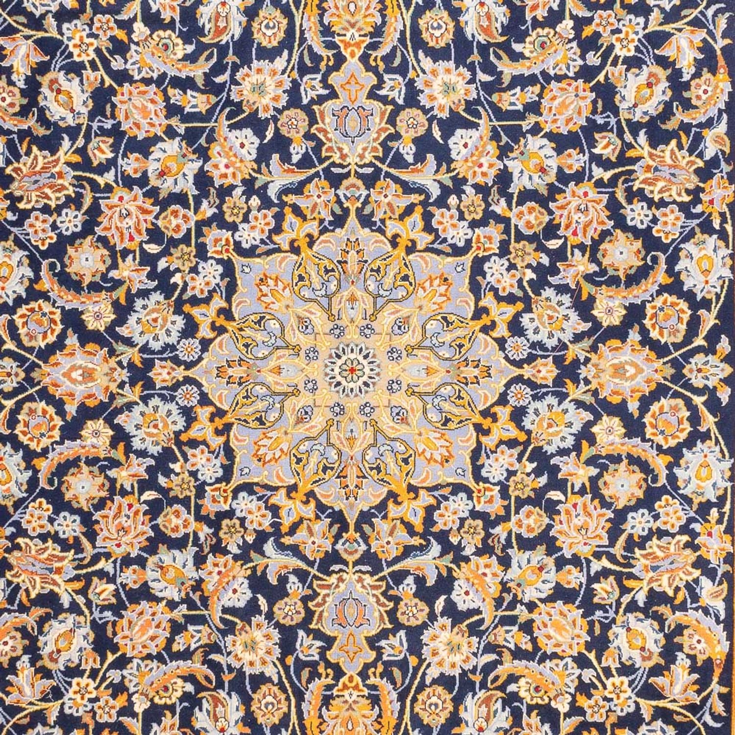 Persisk tæppe - Keshan - 402 x 288 cm - mørkeblå