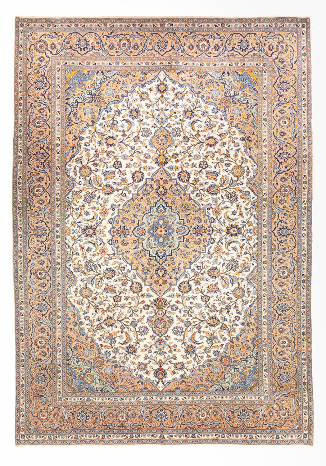 Persisk tæppe - Keshan - 405 x 302 cm - mørk beige