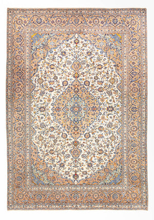 Persisk tæppe - Keshan - 405 x 302 cm - mørk beige