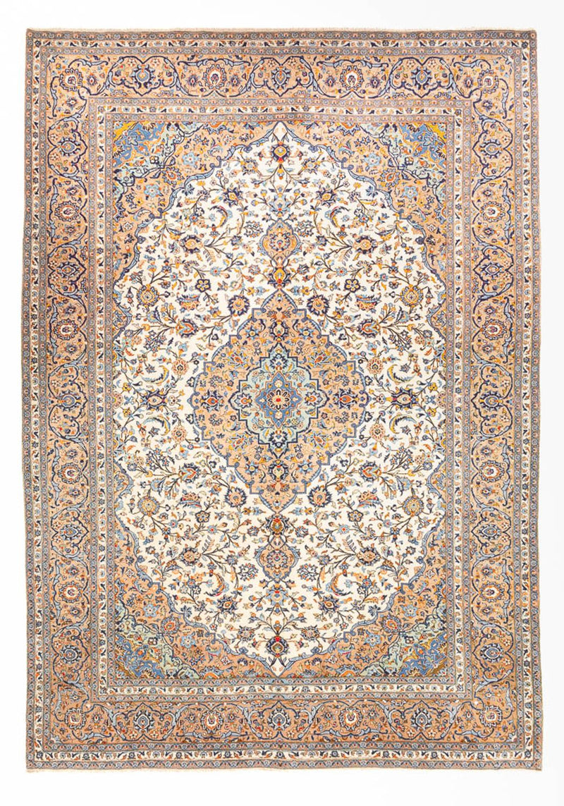 Persisk tæppe - Keshan - 405 x 302 cm - mørk beige