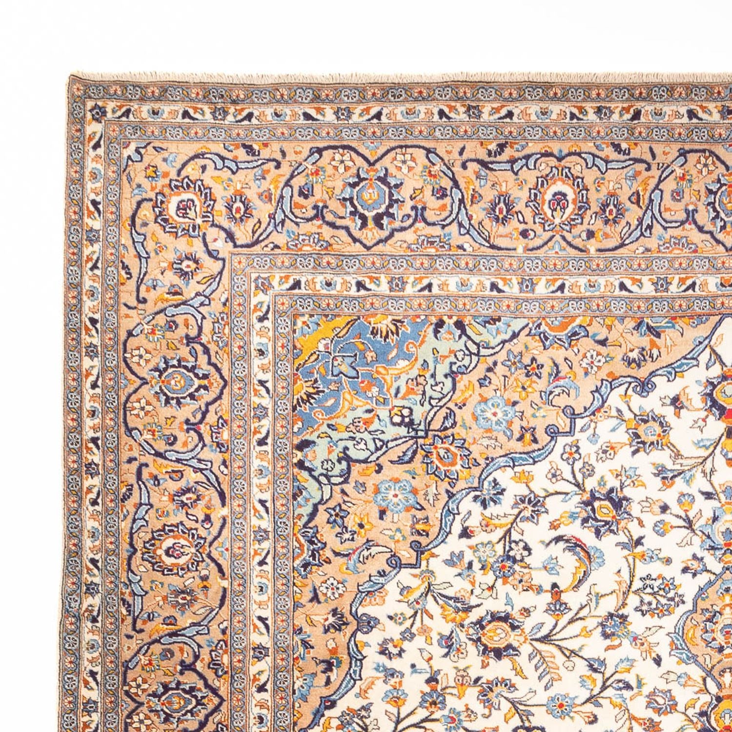 Persisk tæppe - Keshan - 405 x 302 cm - mørk beige