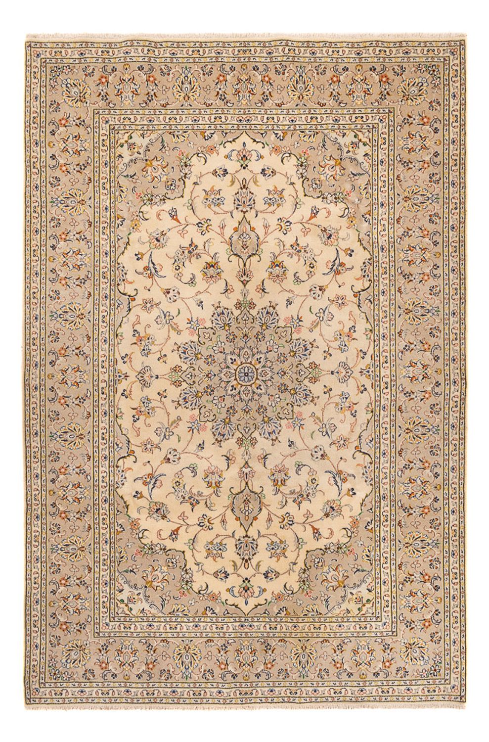 Persisk tæppe - Keshan - 295 x 194 cm - lys beige