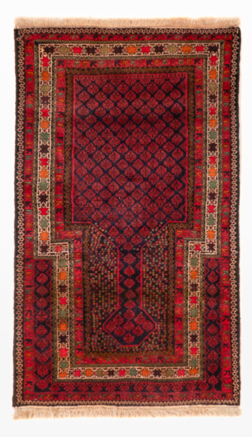 Baluch-tæppe firkantet  - 200 x 200 cm - mørkerød