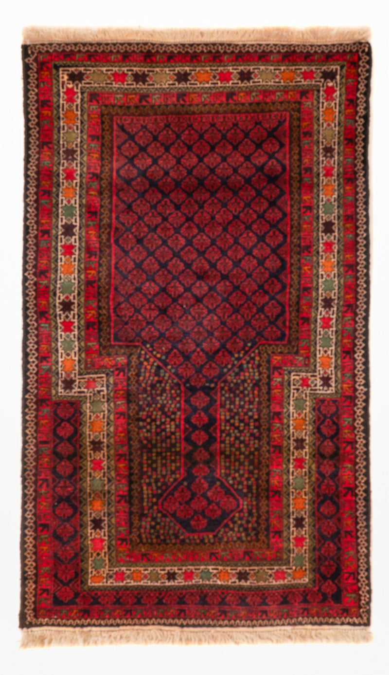 Baluch-tæppe firkantet  - 200 x 200 cm - mørkerød