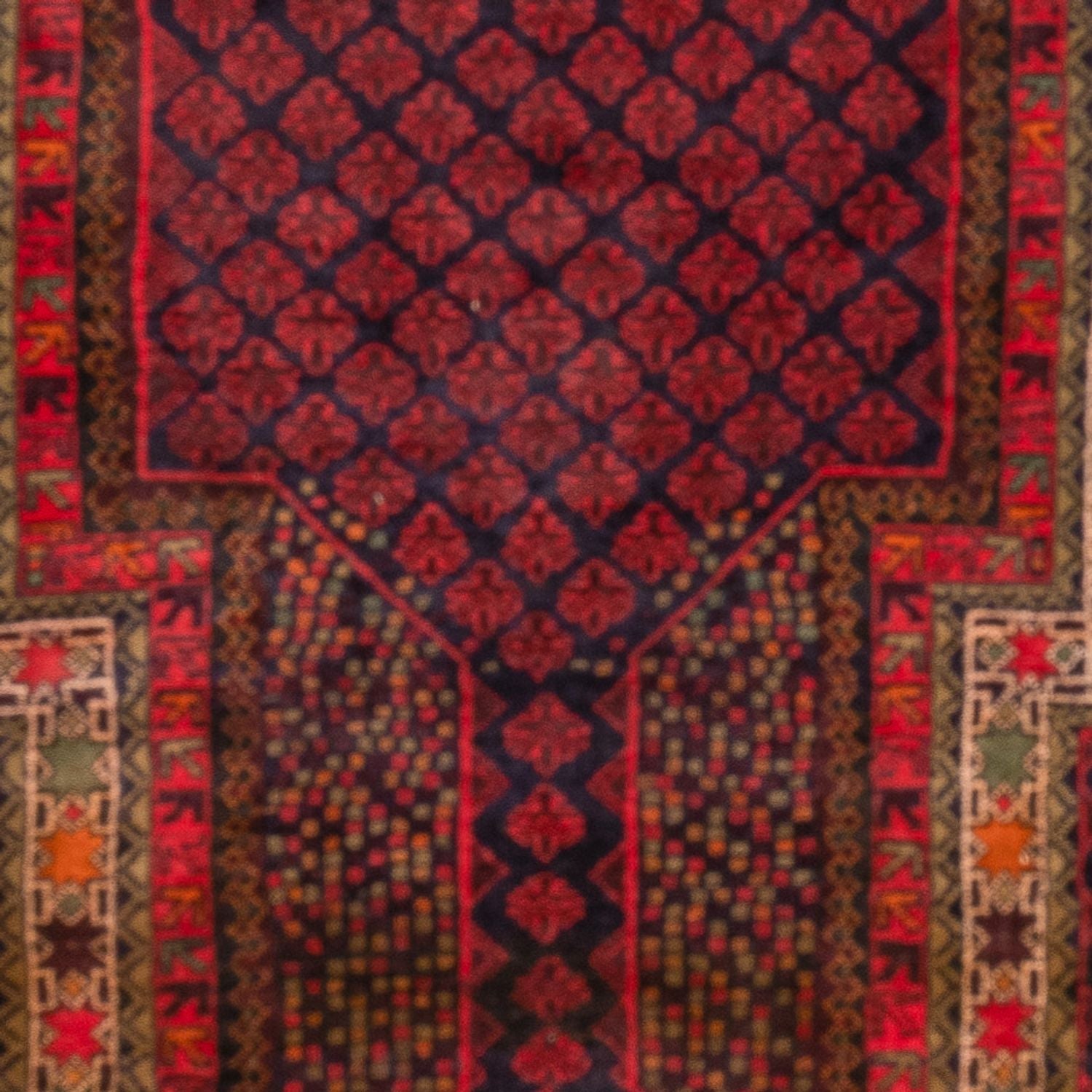 Baluch-tæppe firkantet  - 200 x 200 cm - mørkerød