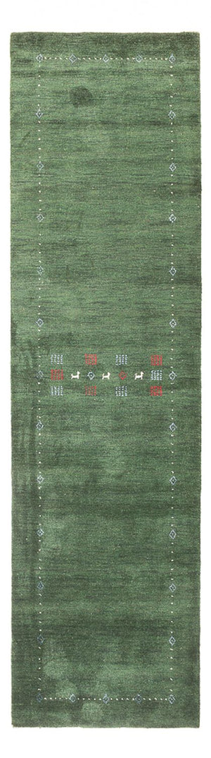 Løber Gabbeh-tæppe - Indus - 300 x 80 cm - grøn