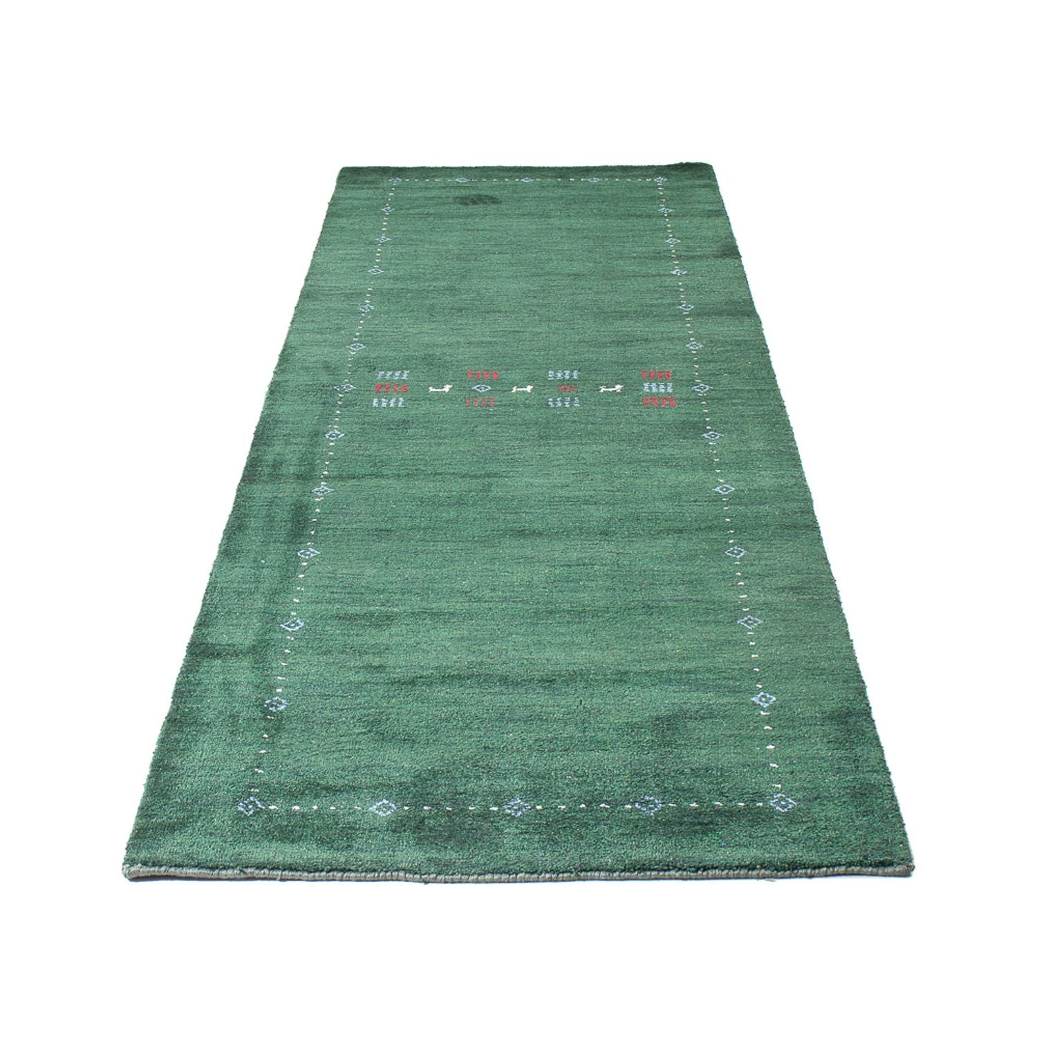 Løber Gabbeh-tæppe - Indus - 300 x 80 cm - grøn