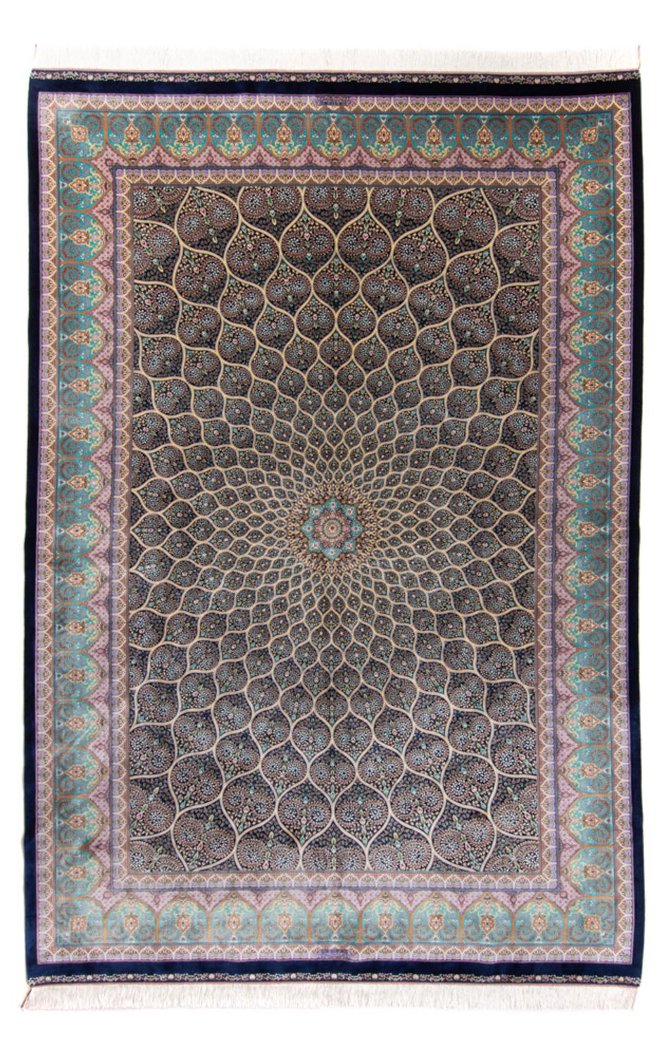 Persisk tæppe - Ghom - 300 x 200 cm - mørkeblå
