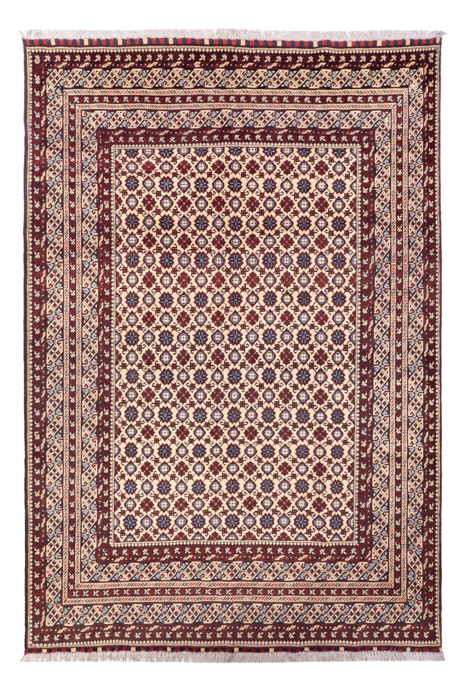 Afghansk tæppe - 281 x 194 cm - lys beige