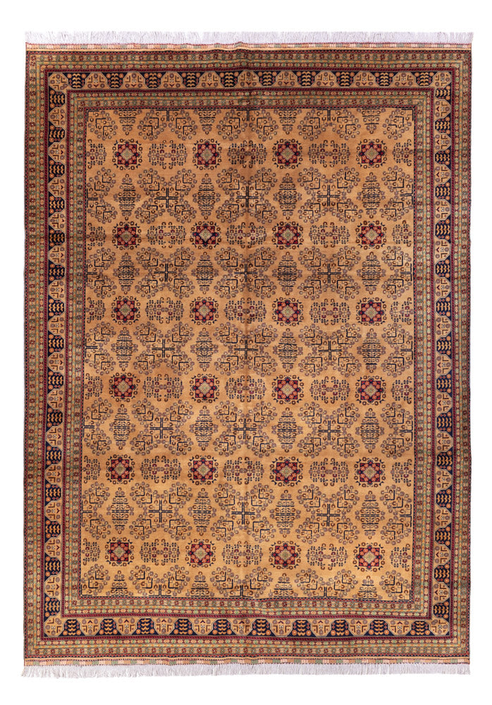 Afghansk tæppe - 390 x 290 cm - mørk beige